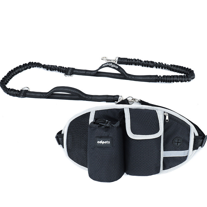Hands Free Dog Training Leash And Waist Bag Set | Outdoor Pouch for Training With Dogs Black set leash