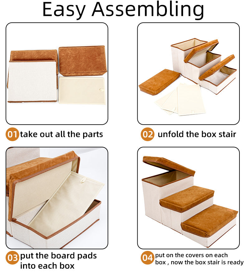 Small Dog Stairs with Storage | Folding Dog Steps for Beds And Couches Pet Stairs01 / Pet Stairs02 home