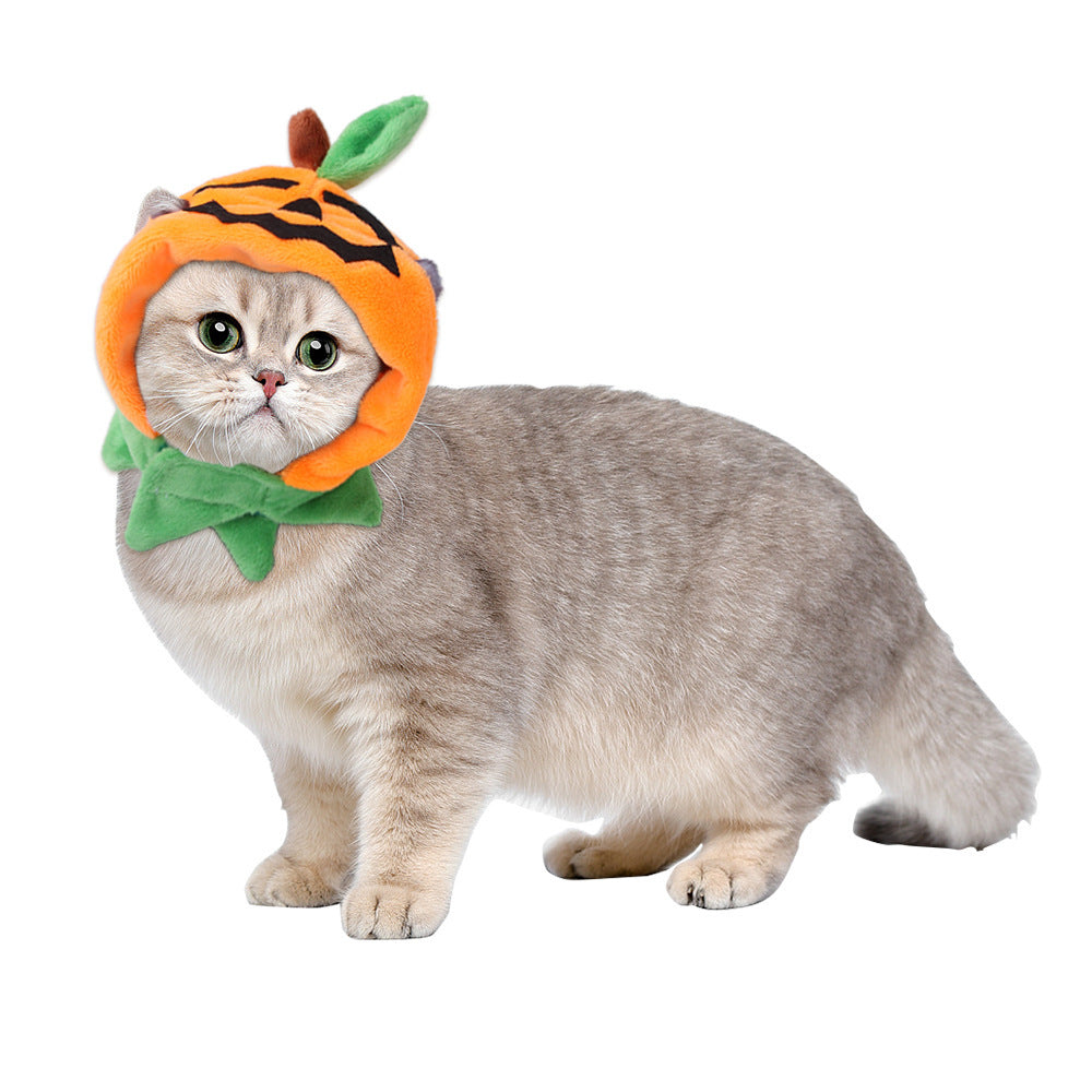 Halloween Pumpkin Double sided Dog Cloak: Plush Dog Costume with Hat Accessories