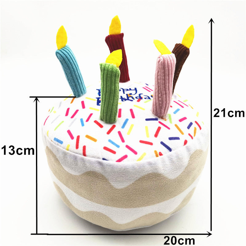 Cute Dog Birthday Cake Plush Toy Dog Birthday Accessories Big plush birthday cake birthday