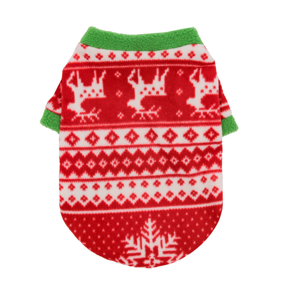 Warm Fleece Christmas Dog Sweater Holiday Dog Apparel Christmas elk / L christmas