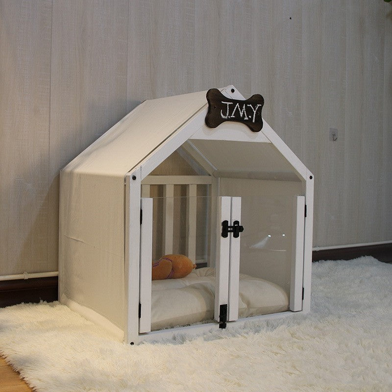 Wooden Dog House | Modern All Season Dog Kennel with Removable Cushion house