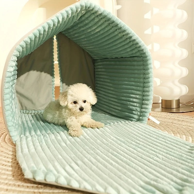 Cozy Winter Dog House | Enclosed Dog Kennel with Double Curtain house
