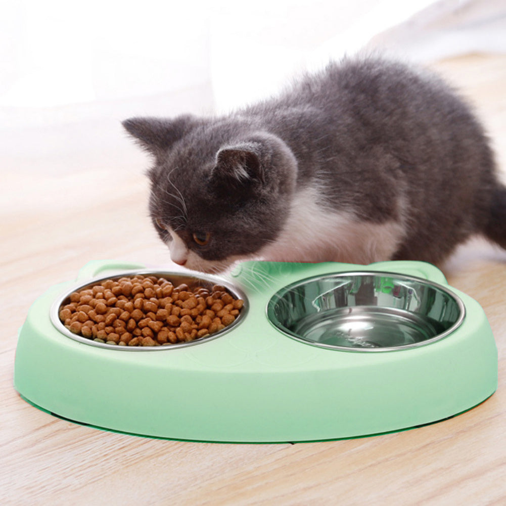 Elevated Double Dog Bowls with Stainless Steel Dishes | Non Slip Dog Feeder Station home