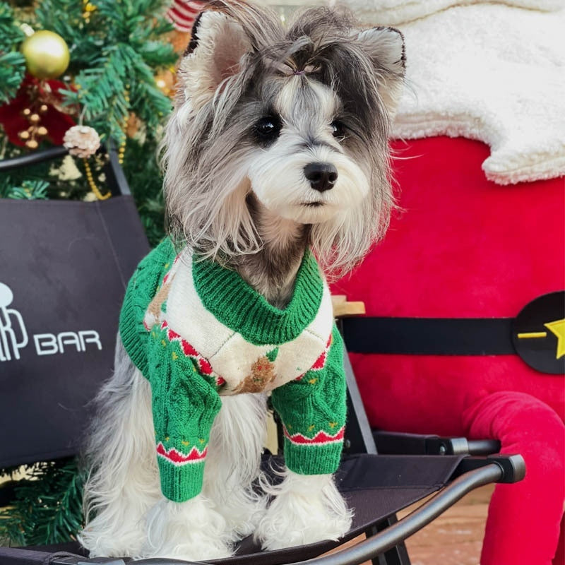 Christmas Style Wool Dog Sweater Red and Green Dog Apparel beds