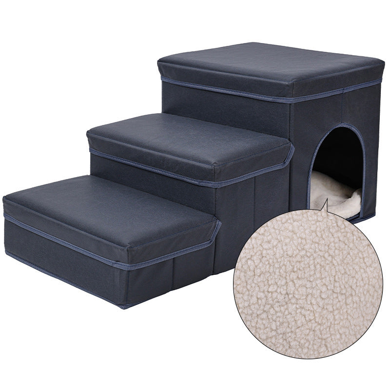 Soft Dog Stairs with Plush Cover | 3 Step Dog And Cat Ladder home