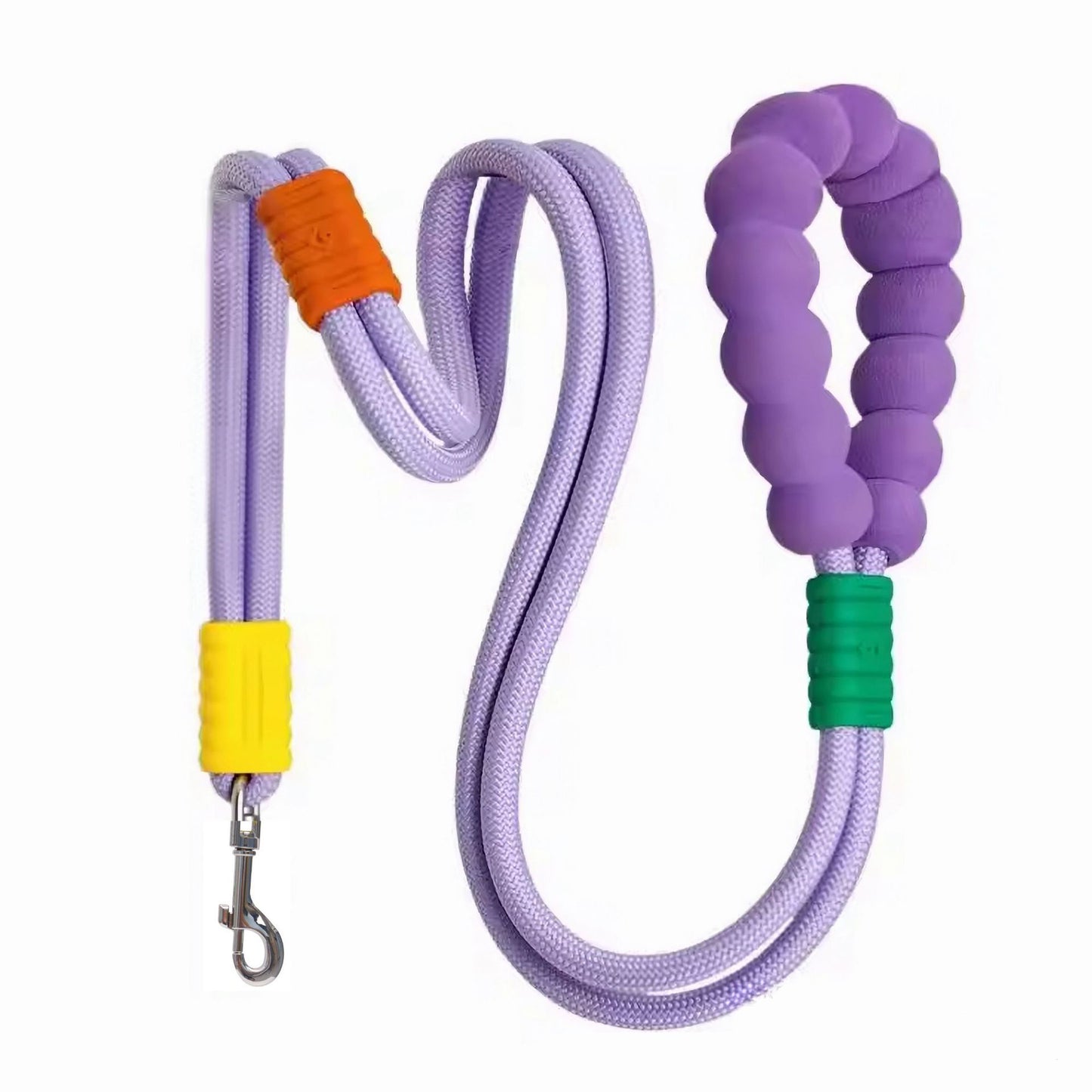 Nylon Dog Leash with Comfortable Foam Handle | Anti-Slip Dog Traction Rope - Light purple - leash