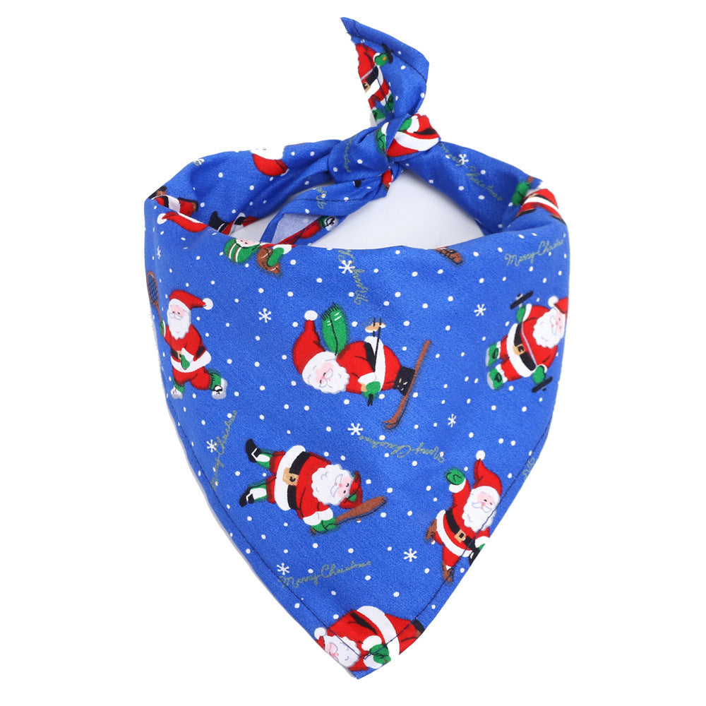 Dog Saliva Towel: Cotton Christmas Dog Bib Bandana And Scarf New Seniors Blue / One size Accessories