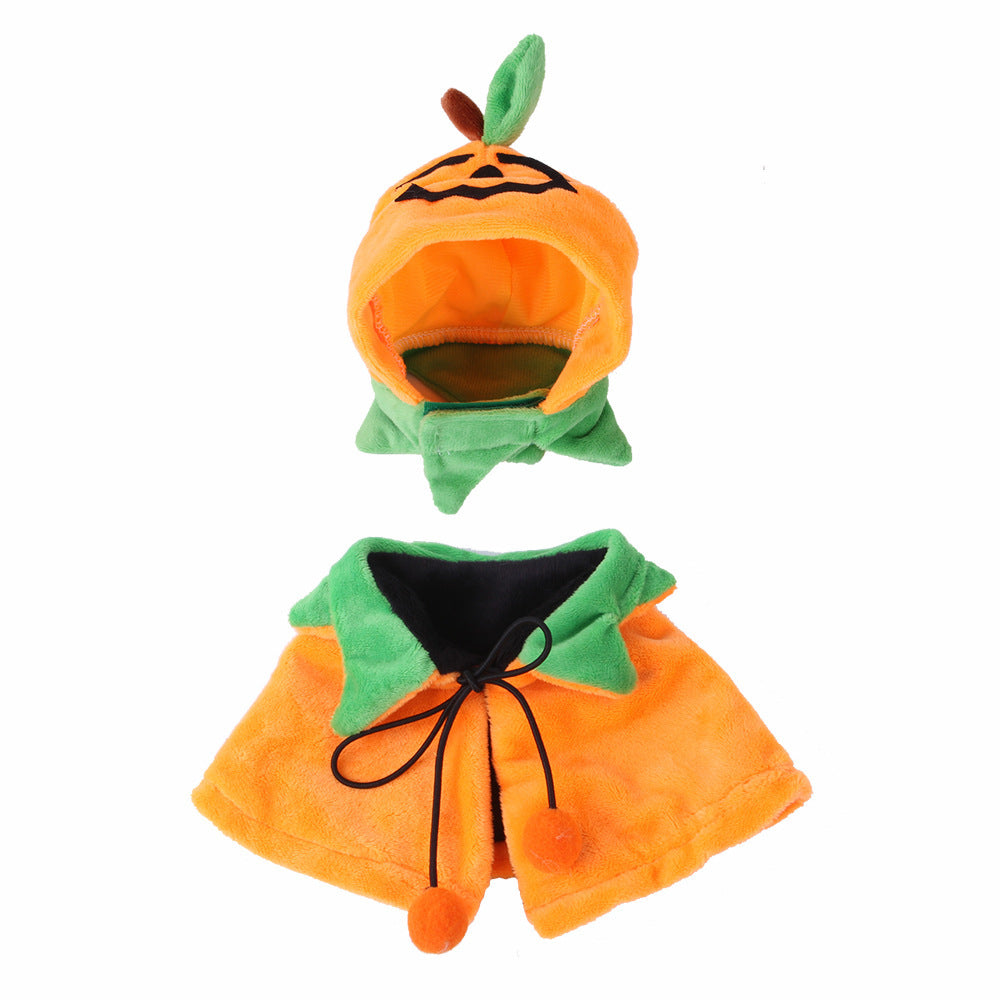Halloween Pumpkin Double sided Dog Cloak: Plush Dog Costume with Hat B94127 / L Accessories