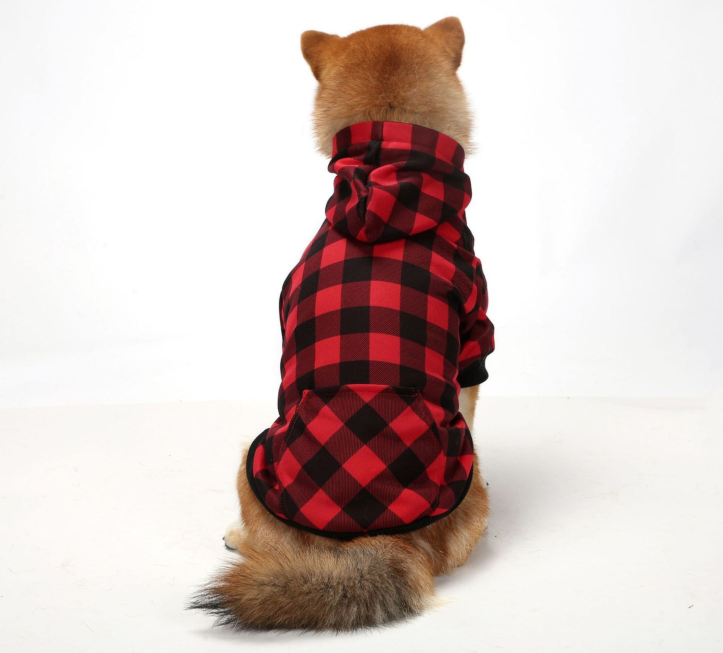 Thickened Christmas Dog Sweatshirt Red and Black Plaid Pet Apparel Black and red plaid / 2XL christmas