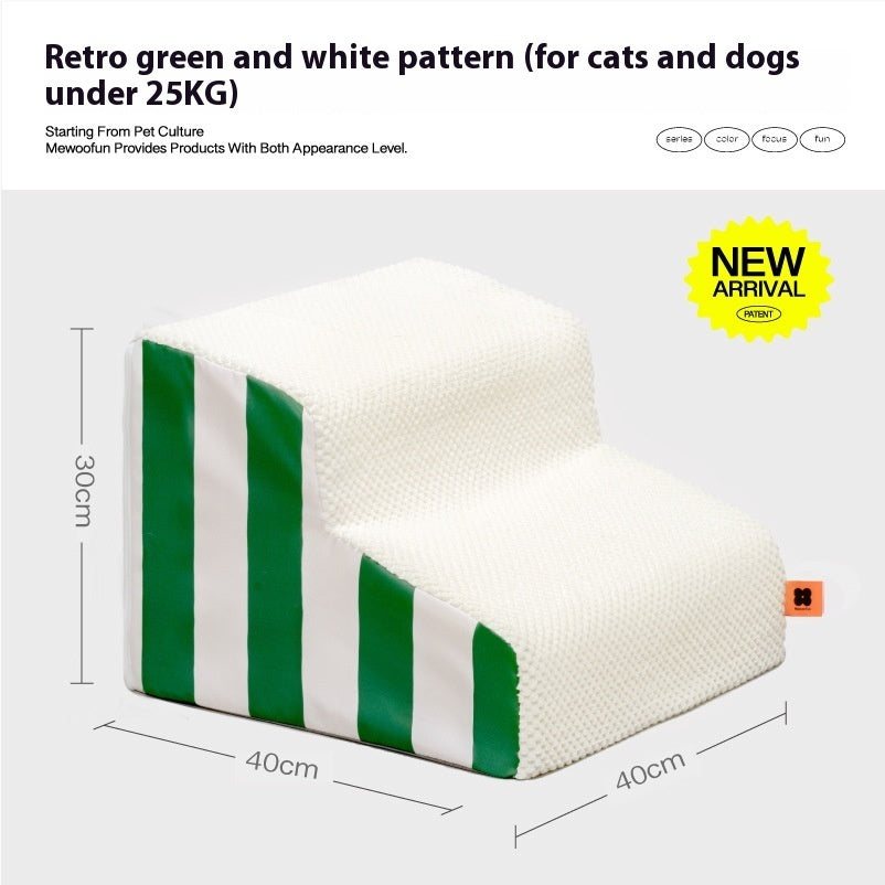 Lightweight Steps And Dog Stairs | Anti Slip Bed Ramp for Small Dogs Green And White Second Order / High Elastic