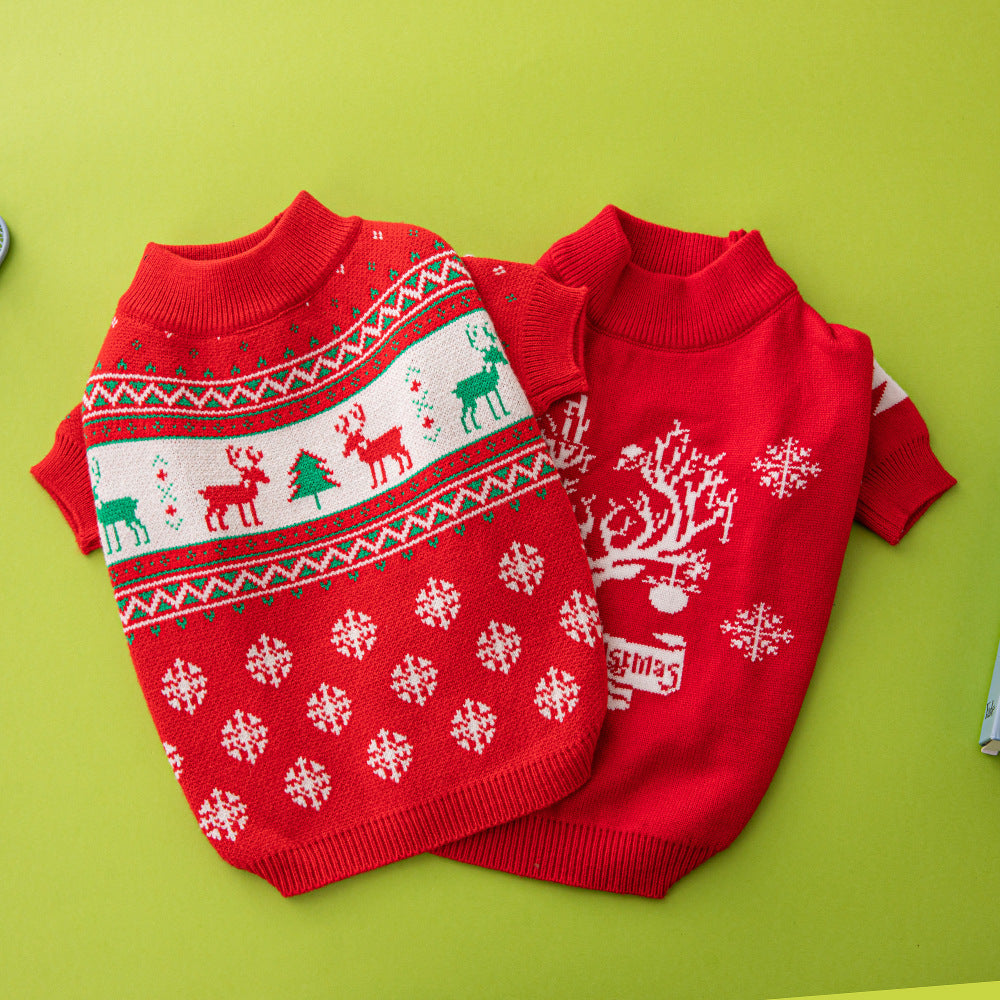 Christmas Tree Elk Dog Sweater Knitted Wool Pet Dog Apparel christmas