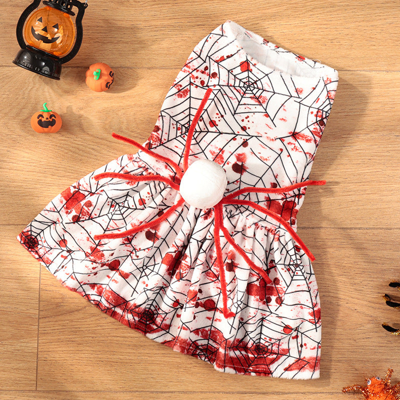 Halloween Personalized Bloodshot Spider Dog Skirt Clothes: Spooky Dog Costume Skirt / L Accessories