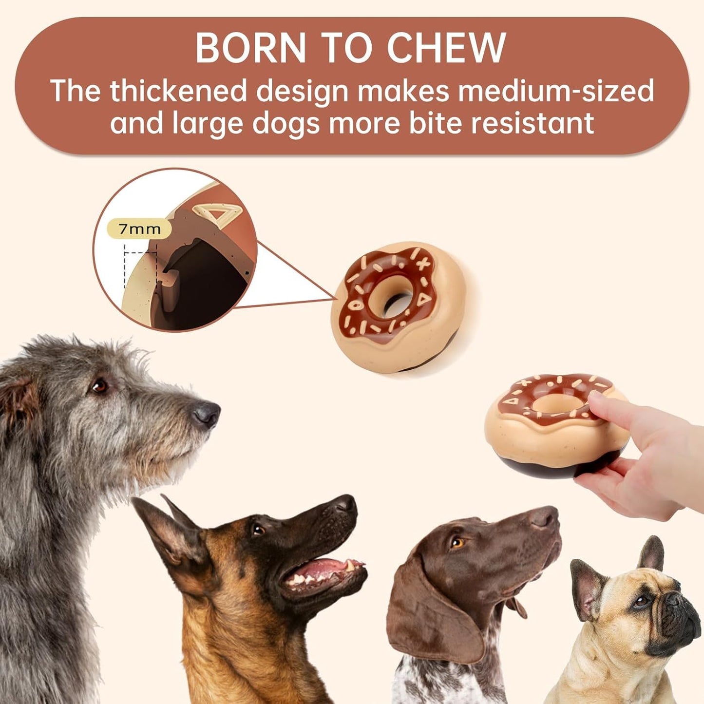 Durable Donut Dog Toy TPR Chewy And Squeaky Interactive Toy for Aggressive Chewers birthday