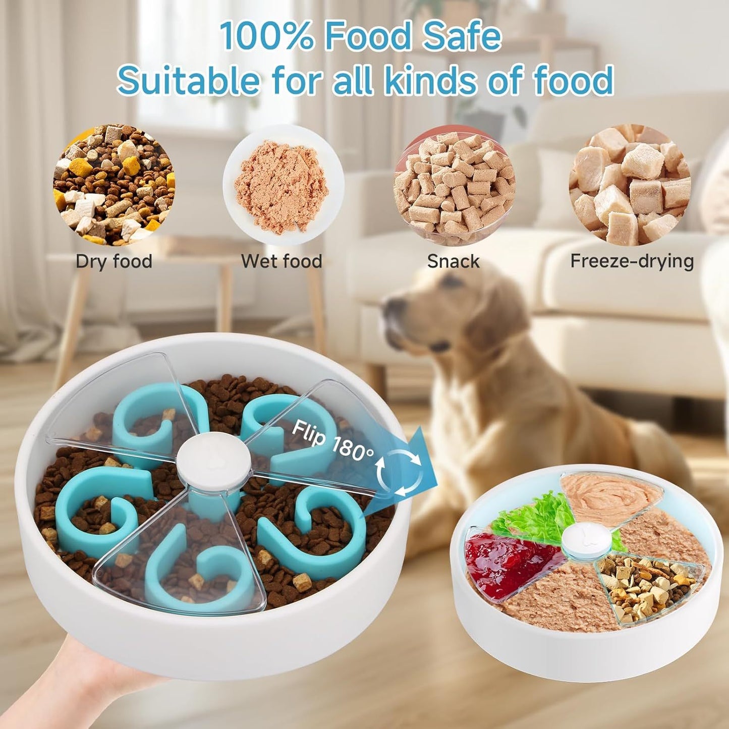 Interactive Dog Slow Feeder Puzzle Bowl | Maze Design for Anti Bloat Dog Bowl food