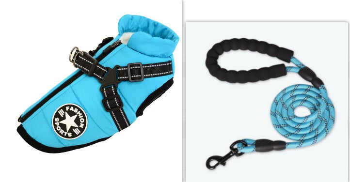 Waterproof Winter Dog Coat with Built-in Harness | Warm Dog Jacket For Winter - Baby blue / 2XL - Coats & Dog Vests