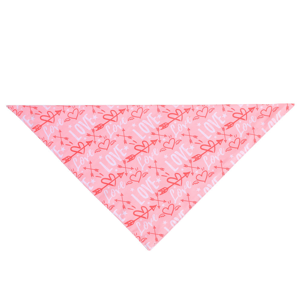 Dog Saliva Towel: Dog Love Triangle Bandana Pink Accessories