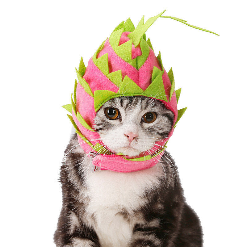 Dragon Fruit Dog Hat Costume | Adjustable Dog Hat for Parties Pink green / L costumes
