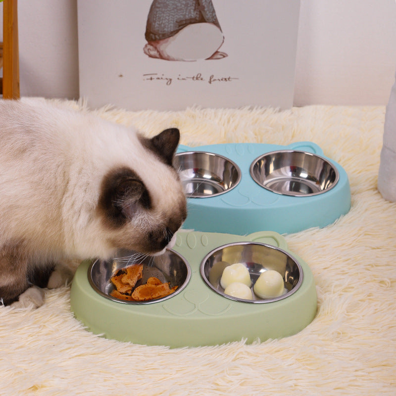 Elevated Double Dog Bowls with Stainless Steel Dishes | Non Slip Dog Feeder Station home