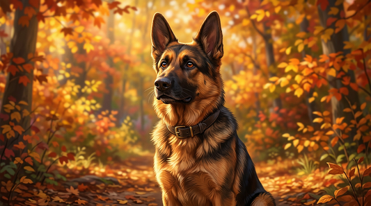German Shepherd looking alert and noble, Pixar illustrated style