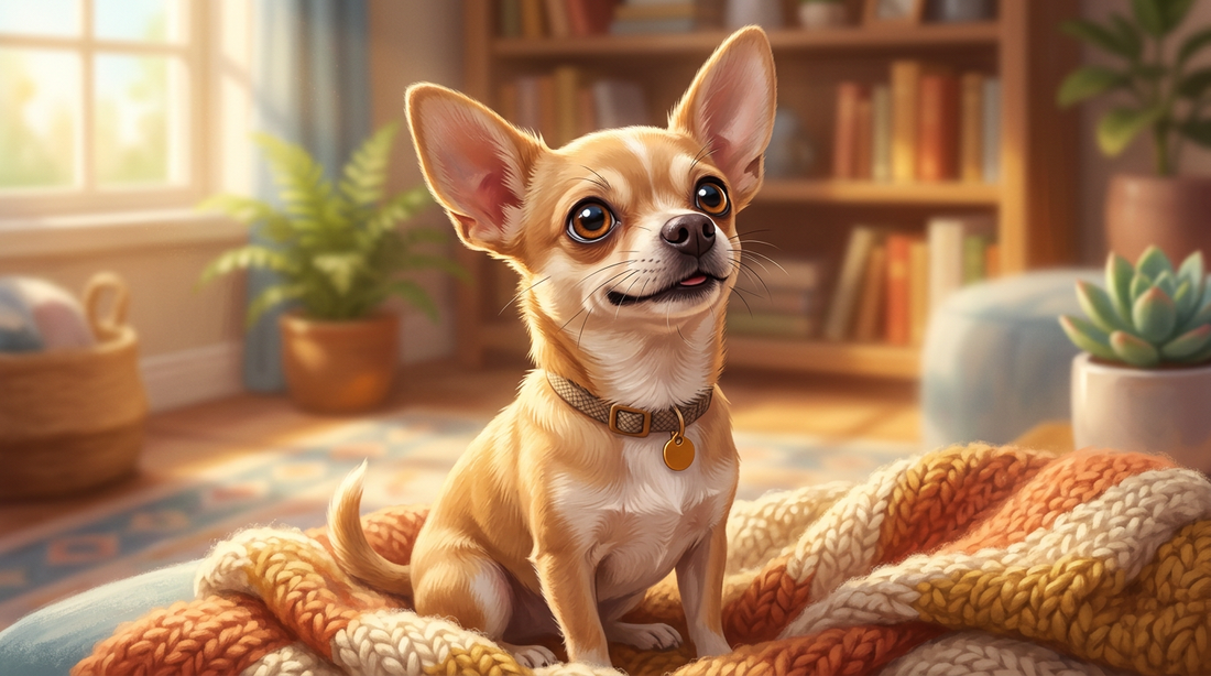 Alert confident Chihuahua, warm Pixar illustrated style