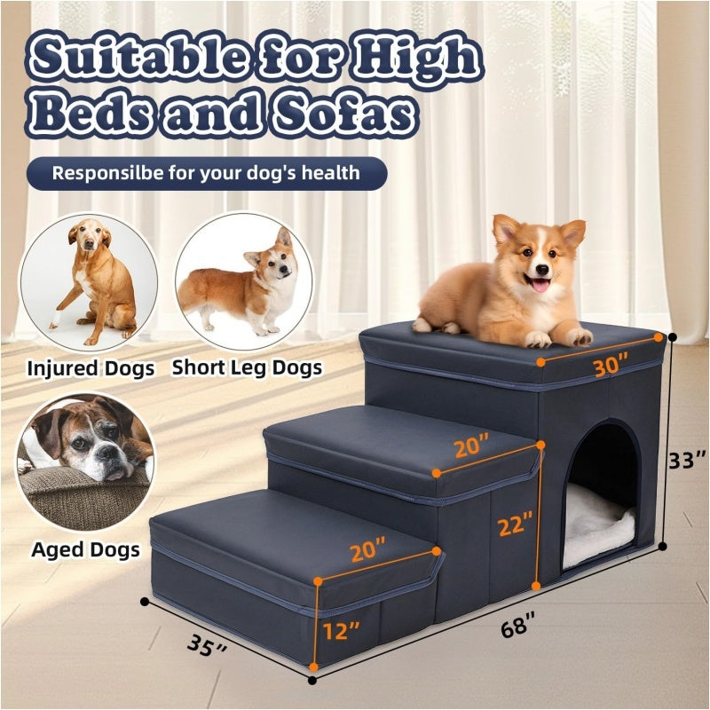 Foldable 3 Step Dog Stairs with Storage | Oxford Fabric Dog Ramp Dog Stairs01 / Dog Stairs03 home