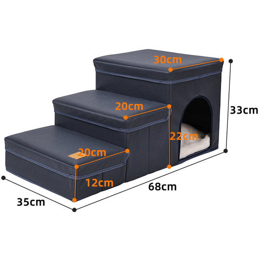 3 Level Foldable Dog Stairs with Built in Storage | Oxford Fabric Dog Ramp Dog Stairs / Dog Stairs white home