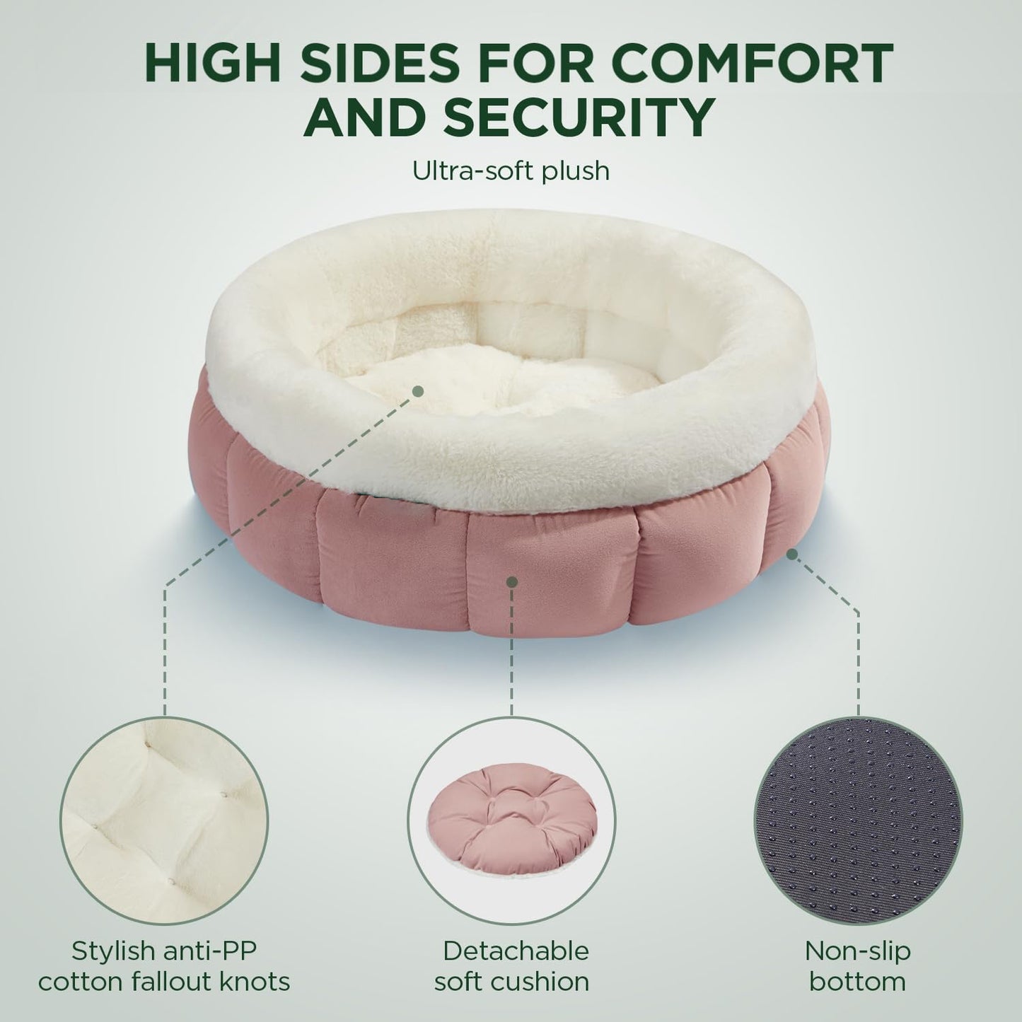 Washable Donut Dog Bed For Dogs | Calming Plush Cushion for Dogs beds