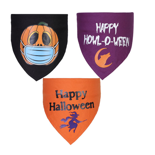 Large Dog Triangle Scarf: Halloween Ghost Festival Dog Bandana Accessories