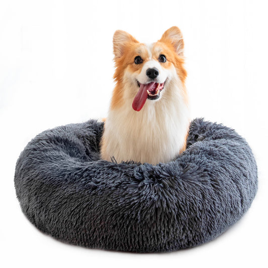 Calming Donut Dog Bed | Washable Plush Dog Cushion for Anxiety Relief Dark Grey / 19.7X7.9inch beds