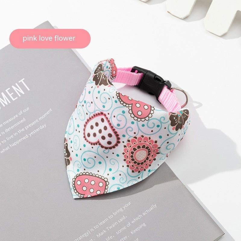 Dog Bandana and Saliva Towel Available in Different Patterns Pink Love Flower Saliva Towel / L Accessories
