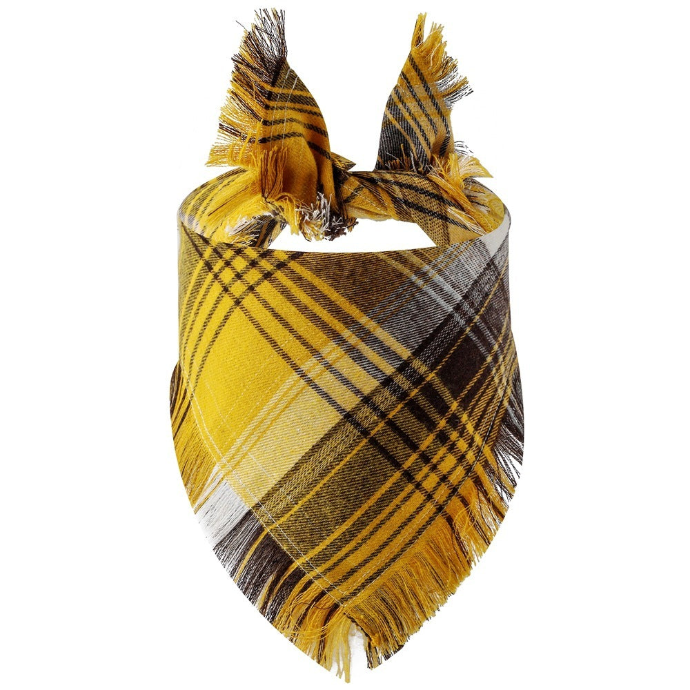 Plaid Tassel Triangle Scarf: Stylish Casual Dog Bandana 2Style / M Accessories
