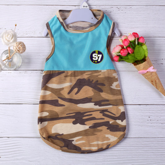 Summer Dog Vest | Hollow-Out Mesh Camo And Splicing Dog Apparel - outdoor