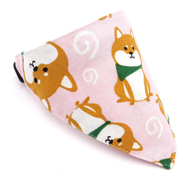 Japanese Style Dog Saliva Towel: Triangle Scarf Collar And Bandana Pink / L Accessories