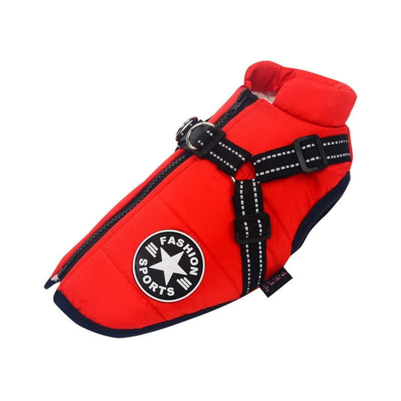 Waterproof Winter Dog Coat with Built-in Harness | Warm Reflective Coat - Red / 3XL - coats
