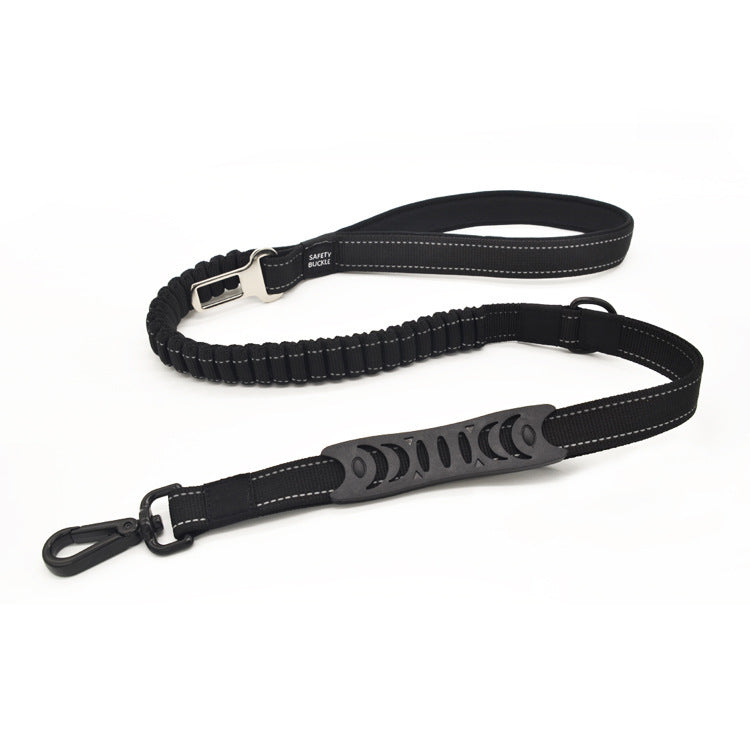 Bungee Dog Leash with Reflective Stitching | Retractable Dog Traction Rope - Black / L - Dog Collars & Leashes