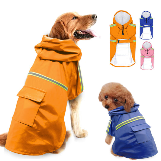 Waterproof Dog Raincoat: Reflective PU Dog Rain Jacket with Pockets - Accessories