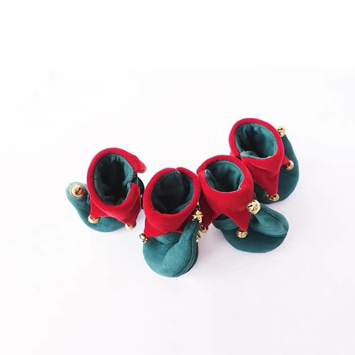 Christmas Dog Shoes Festive Cotton Pet Dog Booties Picture color / 2 number christmas