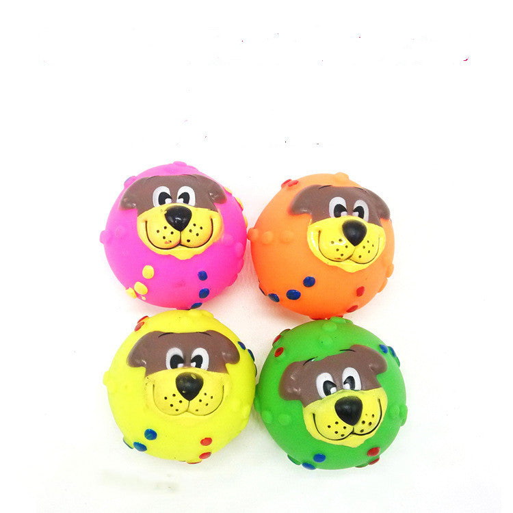 Durable Vinyl Dog Toy Ball Dog face Accessories