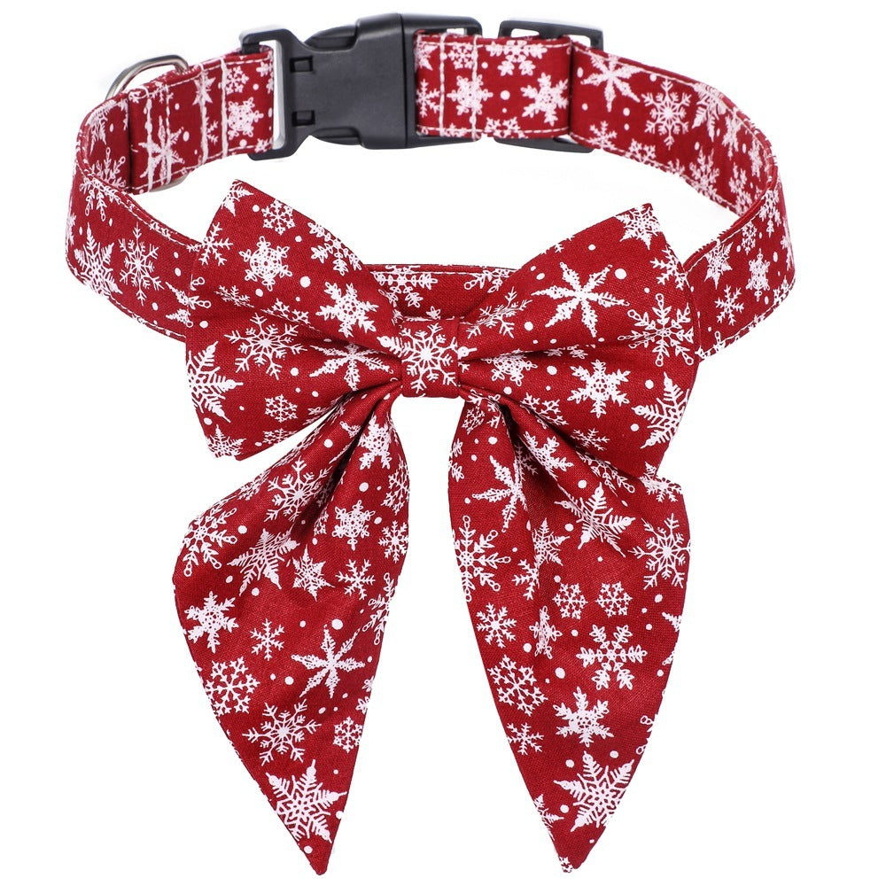 Pet Collar Bow Tie Christmas Dog Cotton Snowflake / L christmas