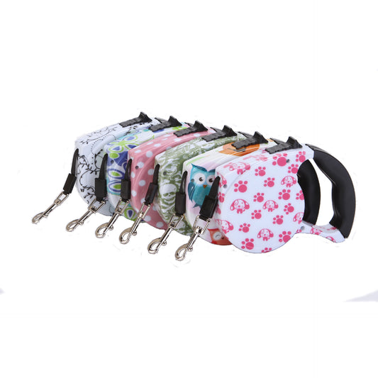 5-Meter Retractable Dog Leash | Patterned Dog Walker - leash