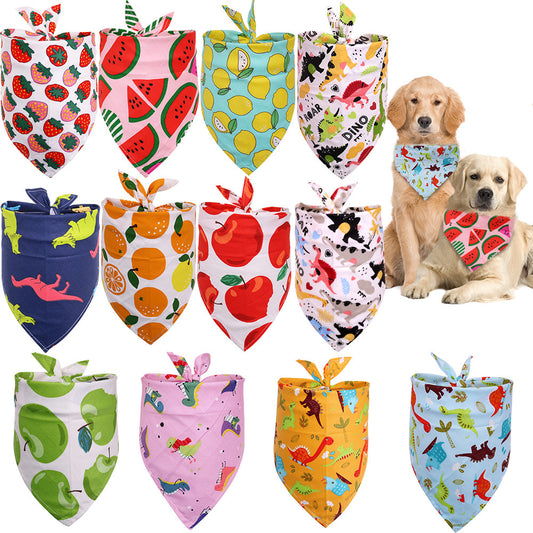 Dog Triangle Scarf: Cotton Dog Saliva Bandana with Fruit Pattern Accessories