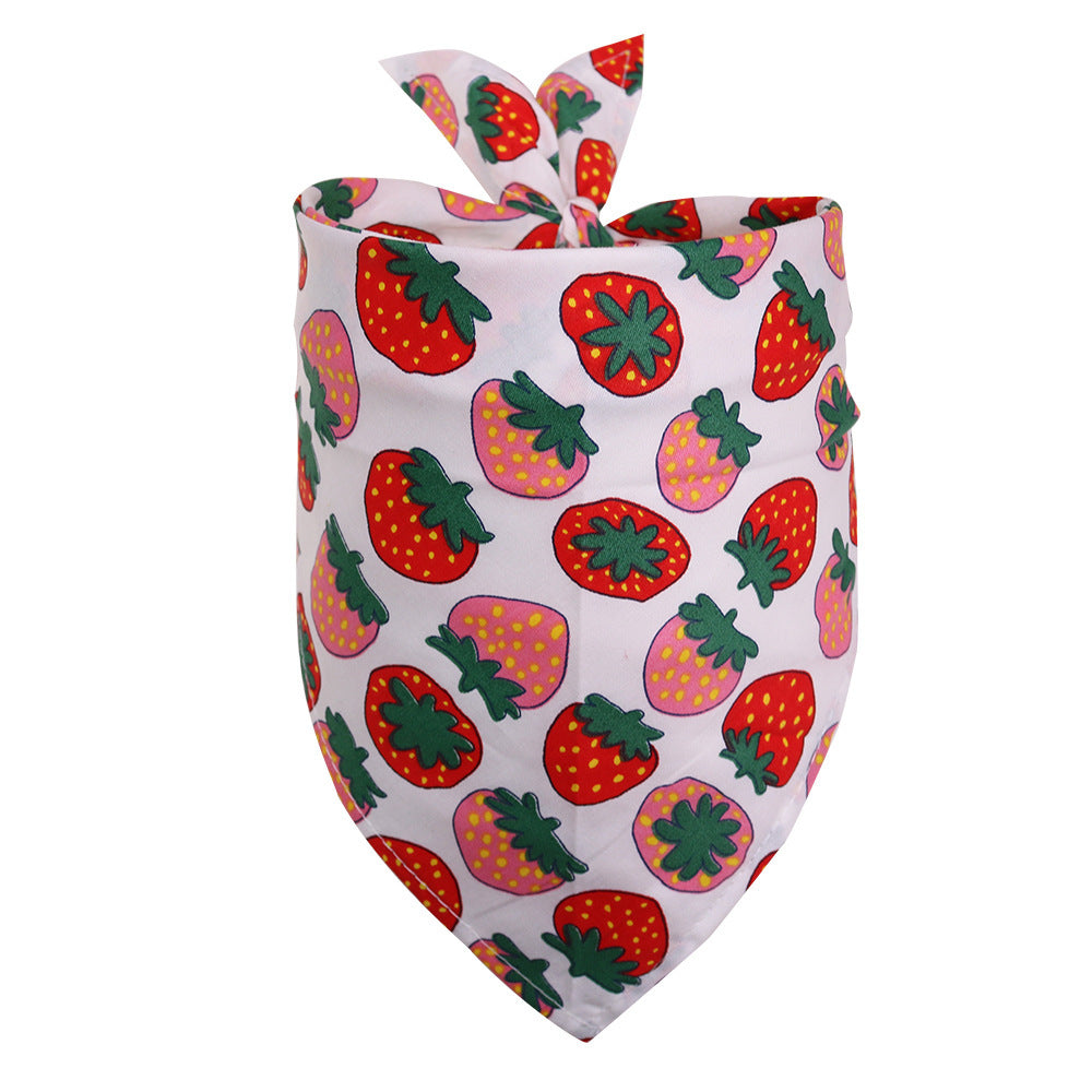 Dog Triangle Scarf: Cotton Dog Saliva Bandana with Fruit Pattern F / M Accessories