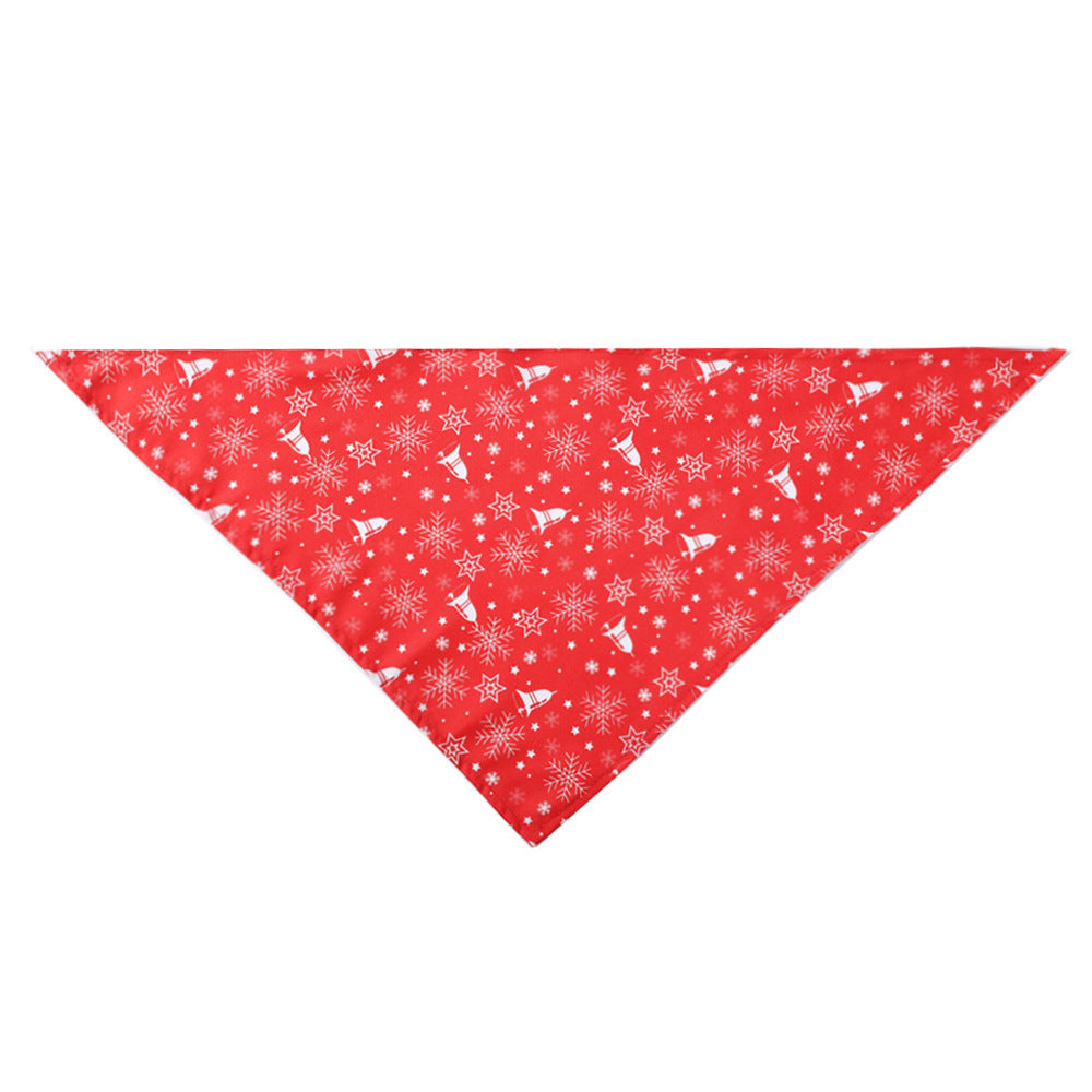 Christmas Dog Scarf: Dog Triangle Bandana For Holidays Red bell snowflake / 45X45X65cm Accessories