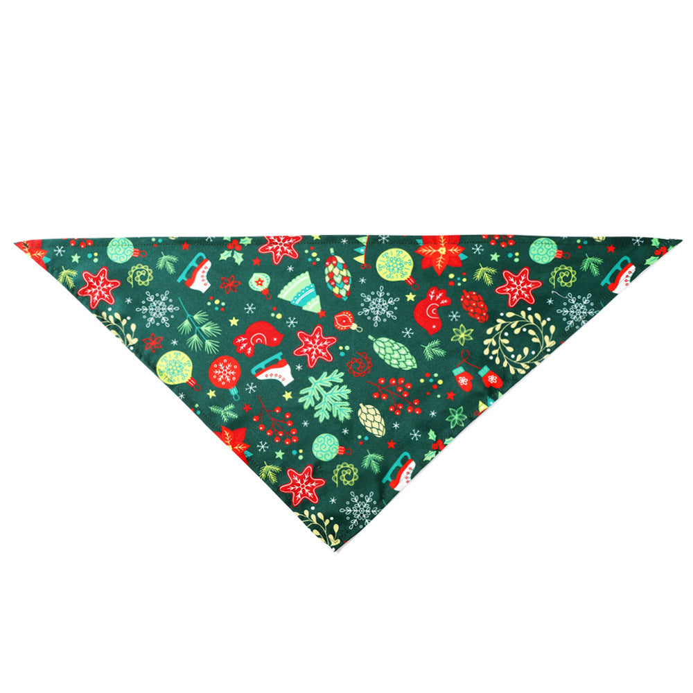 Christmas Dog Scarf: Dog Triangle Bandana For Holidays Deep Green / 45X45X65cm Accessories
