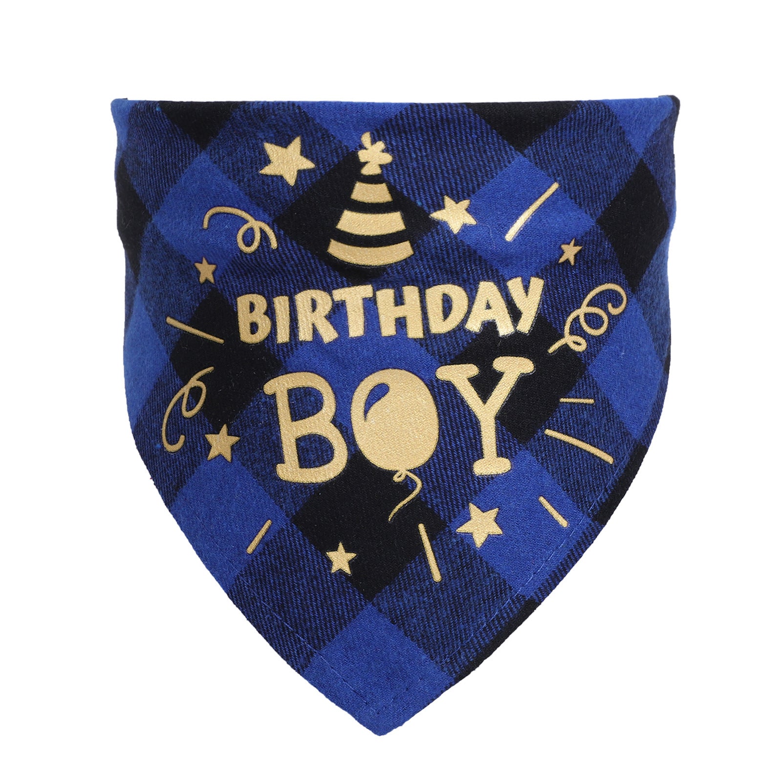 Cotton Check Dog Scarf Birthday Party Accessories Blue / 20to42cm birthday