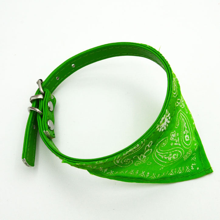 Colorful Dog Bandana: Dog PU Leather Triangle Scarf Green / PU triangle scarf Accessories