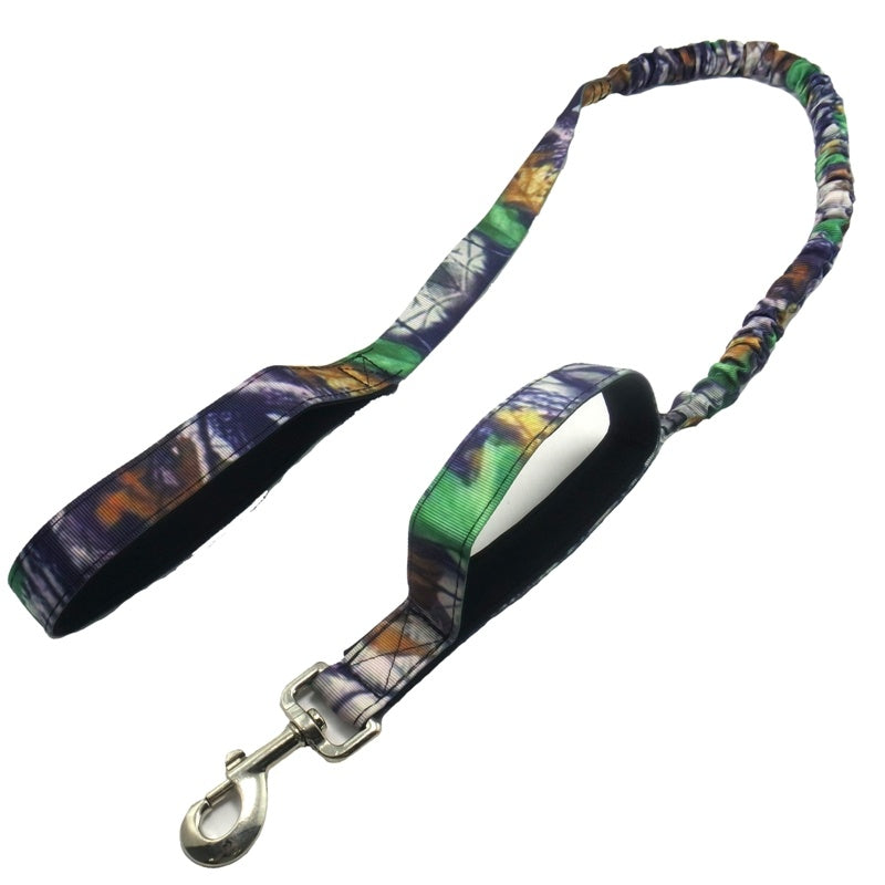 Camouflage Bungee Dog Leash | Elastic Dog Traction Belt - Green - leash