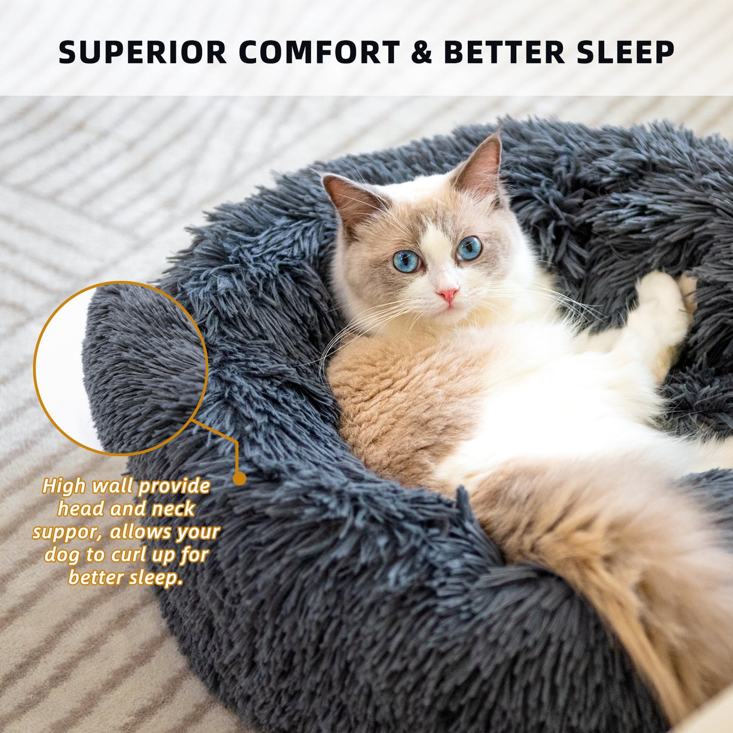 Calming Donut Dog Bed | Washable Plush Dog Cushion for Anxiety Relief beds