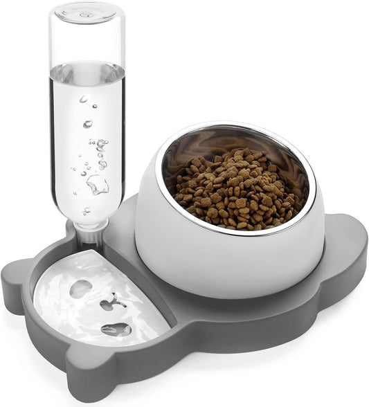 Elevated And Tilted Dog Bowl Set with Automatic Waterer | 17oz Feeder for Small Dogs food